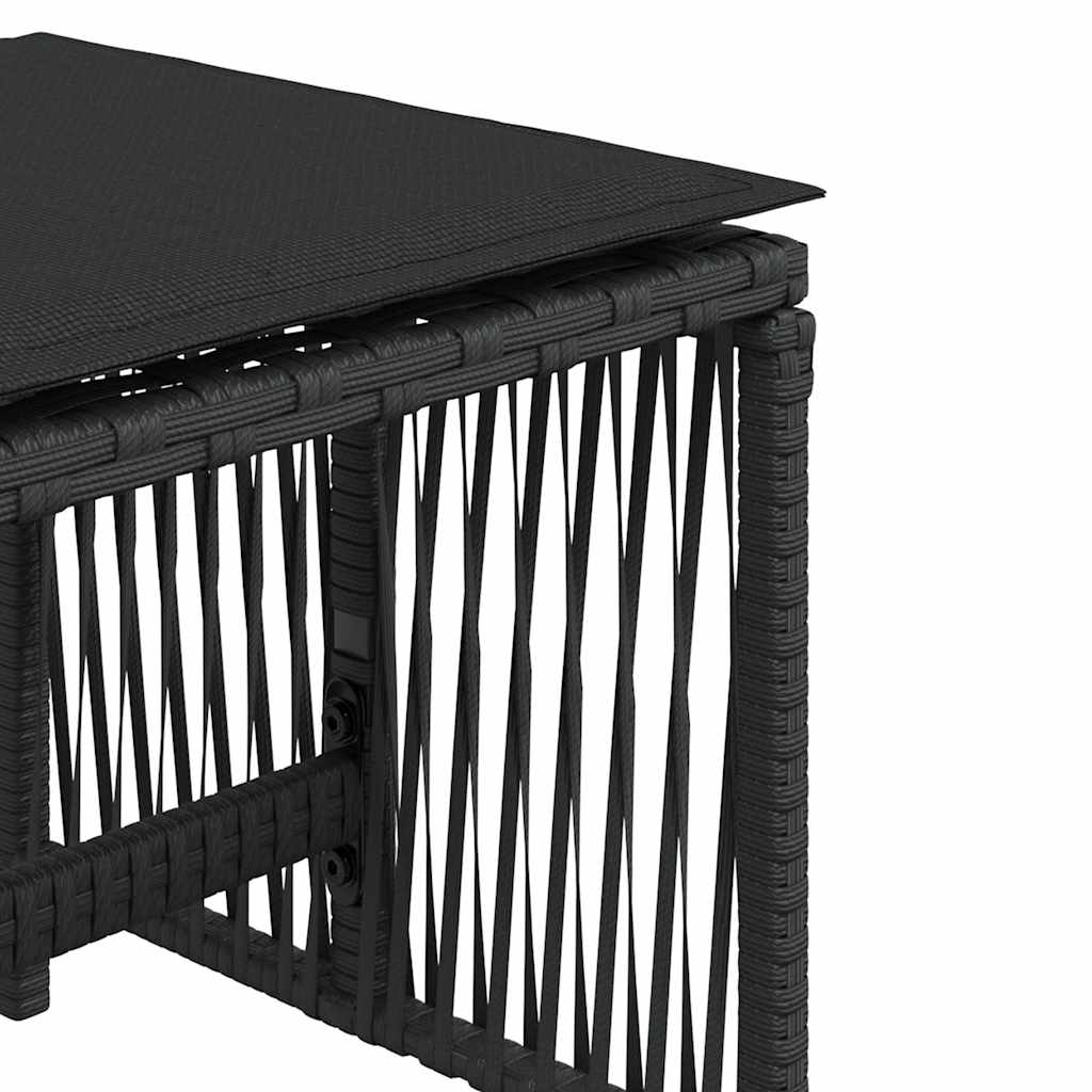 haveskammel med hynder 4 stk. 41x41x36 cm polyrattan sort