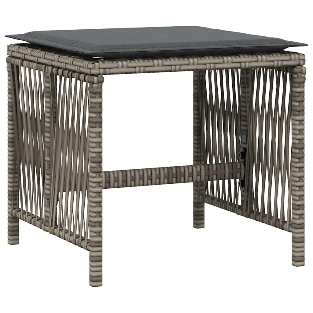 haveskamler 4 stk. med hynder 41x41x36 cm polyrattan grå