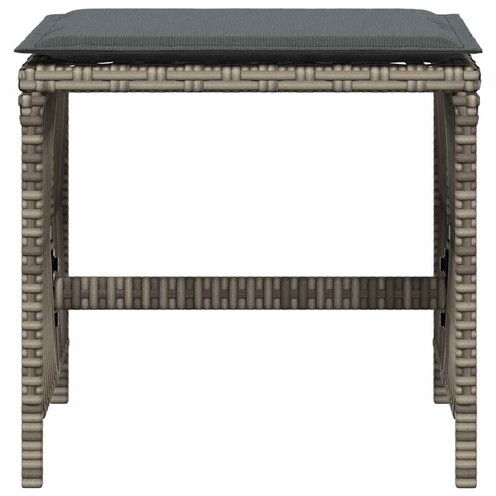 haveskamler 4 stk. med hynder 41x41x36 cm polyrattan grå