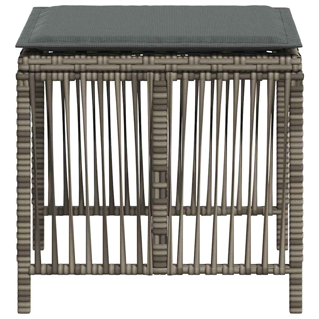 haveskamler 4 stk. med hynder 41x41x36 cm polyrattan grå