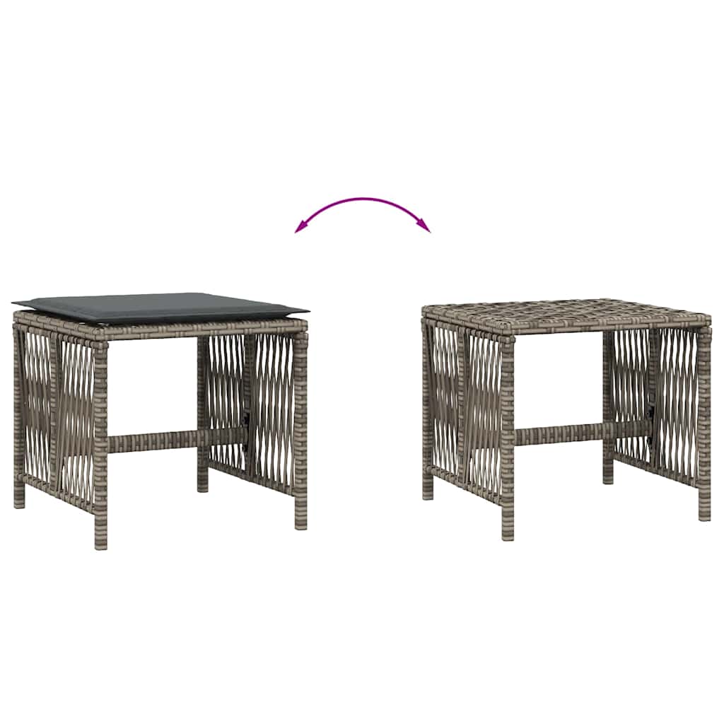 haveskamler 4 stk. med hynder 41x41x36 cm polyrattan grå