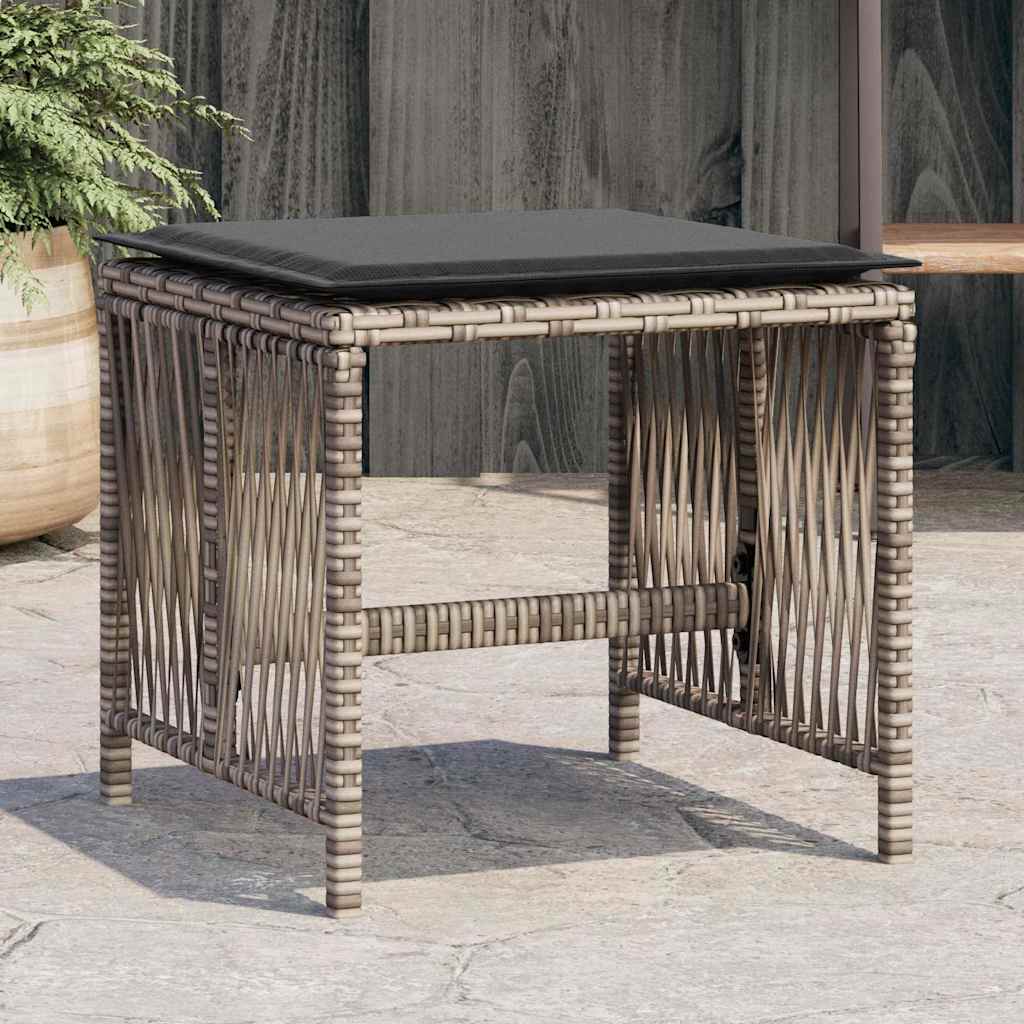haveskamler 4 stk. med hynder 41x41x36 cm polyrattan grå