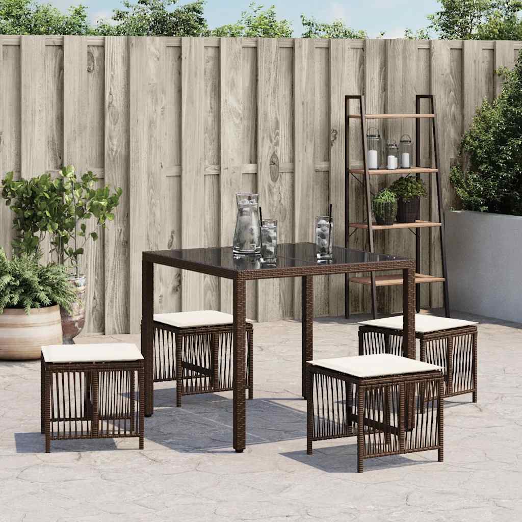 haveskamler 4 stk. med hynder 41x41x36 cm polyrattan brun