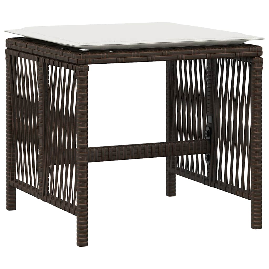 haveskamler 4 stk. med hynder 41x41x36 cm polyrattan brun