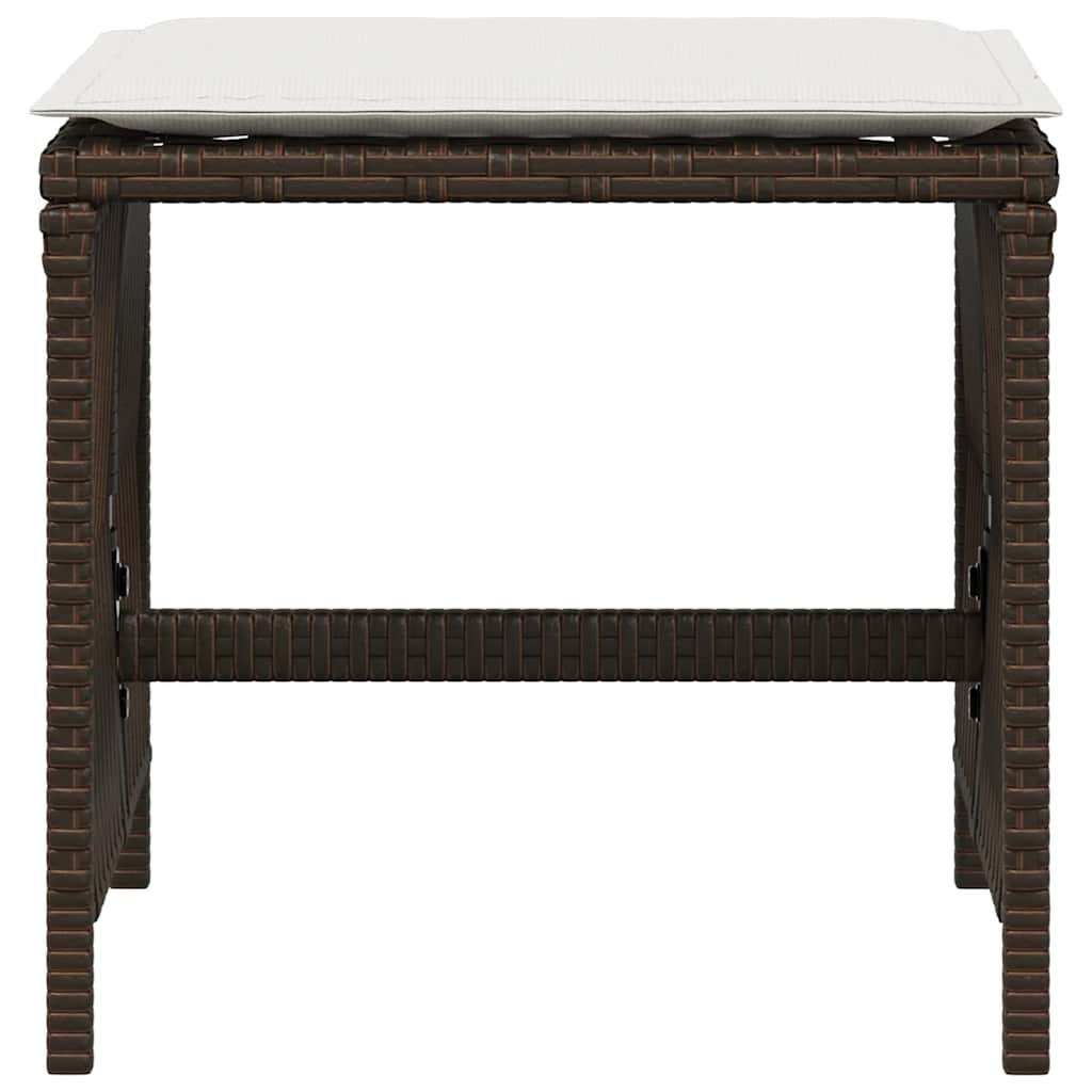 haveskamler 4 stk. med hynder 41x41x36 cm polyrattan brun