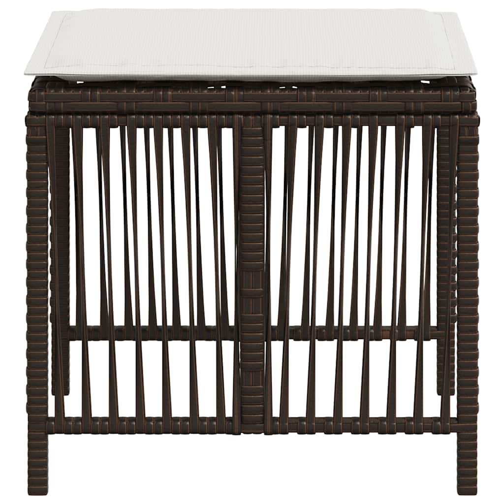 haveskamler 4 stk. med hynder 41x41x36 cm polyrattan brun