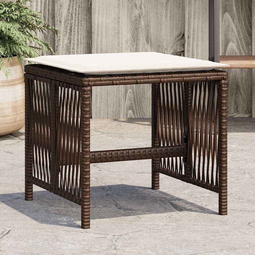 haveskamler 4 stk. med hynder 41x41x36 cm polyrattan brun