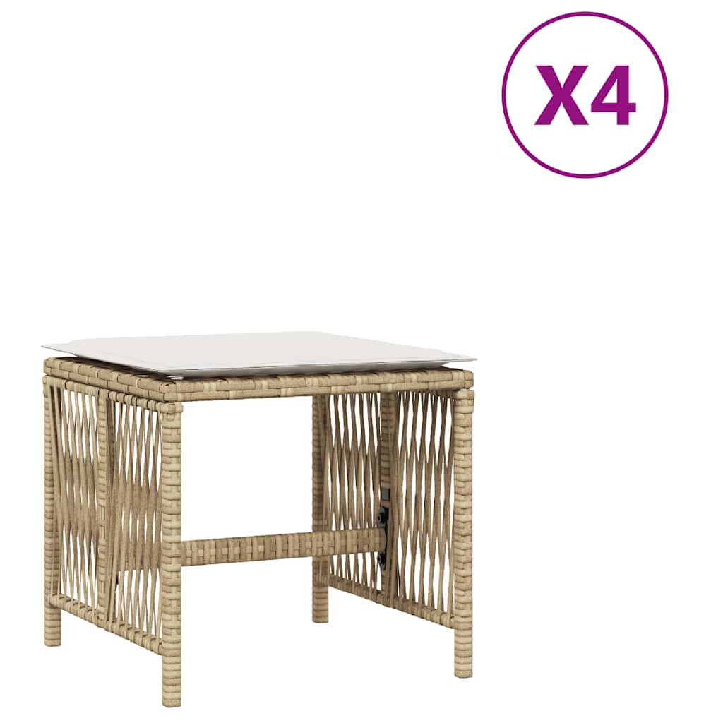 haveskamler 4 stk. med hynder 41x41x36 cm polyrattan beige