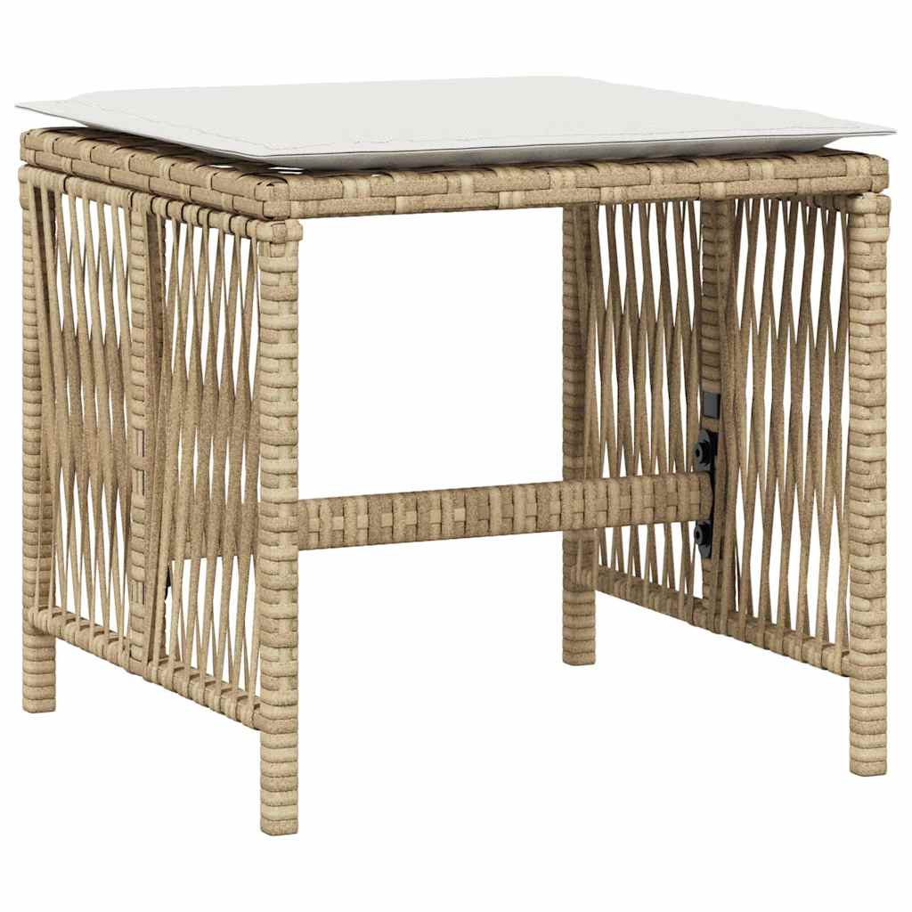 haveskamler 4 stk. med hynder 41x41x36 cm polyrattan beige