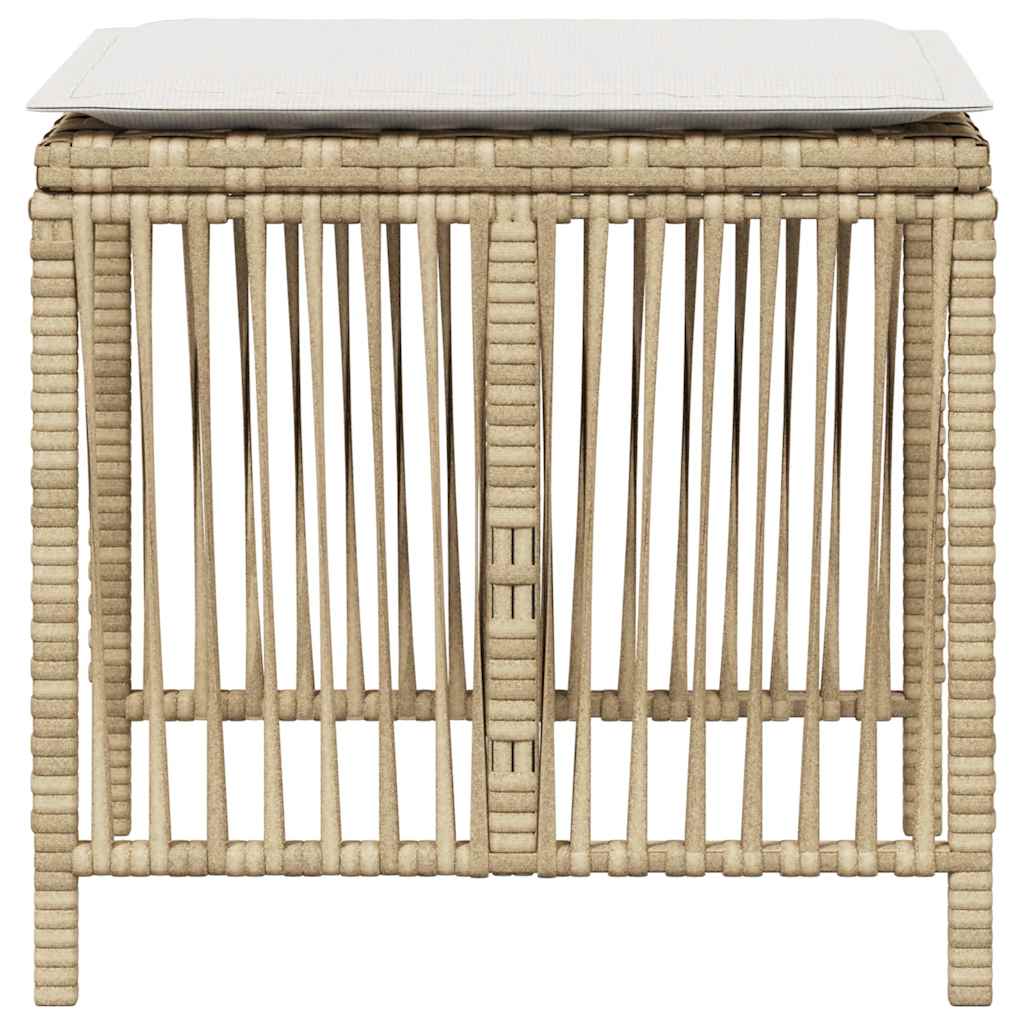 haveskamler 4 stk. med hynder 41x41x36 cm polyrattan beige