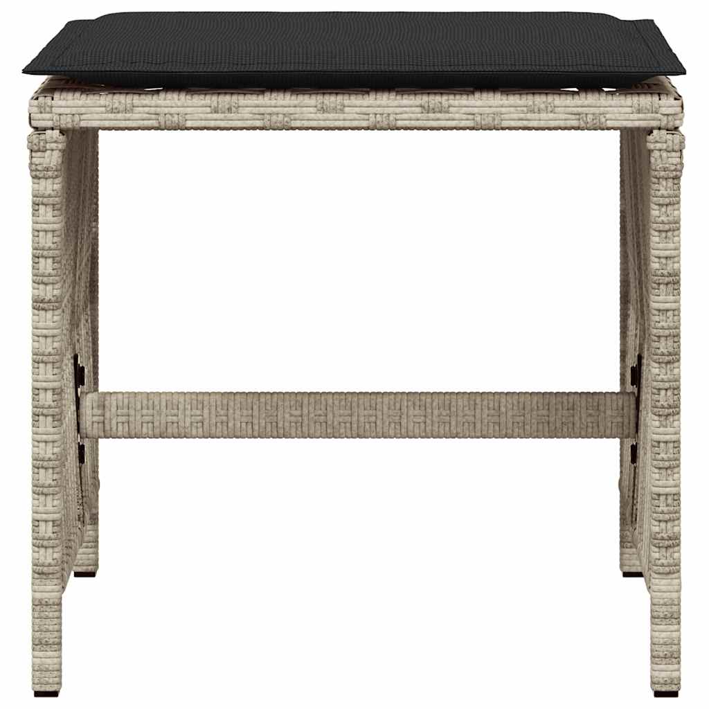 haveskamler 4 stk. med hynder 41x41x36 cm polyrattan lysegrå