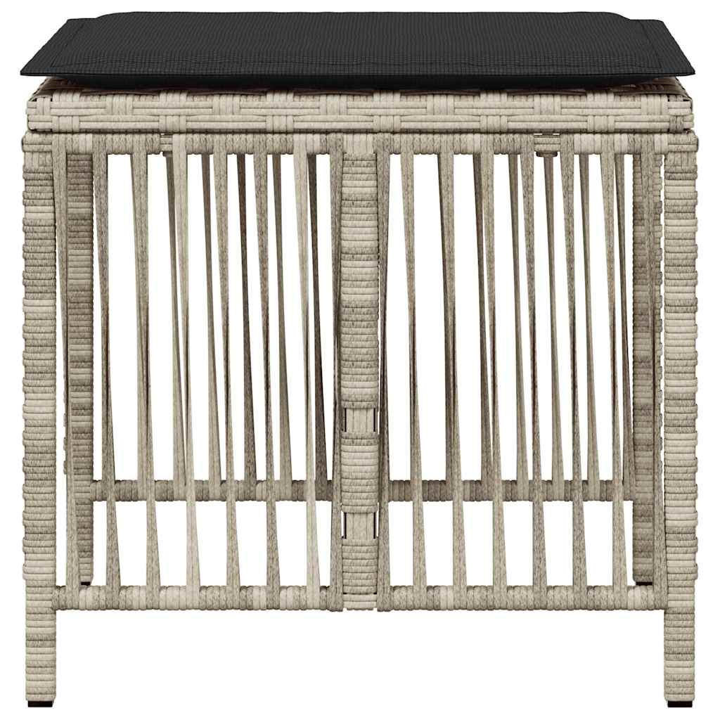 haveskamler 4 stk. med hynder 41x41x36 cm polyrattan lysegrå