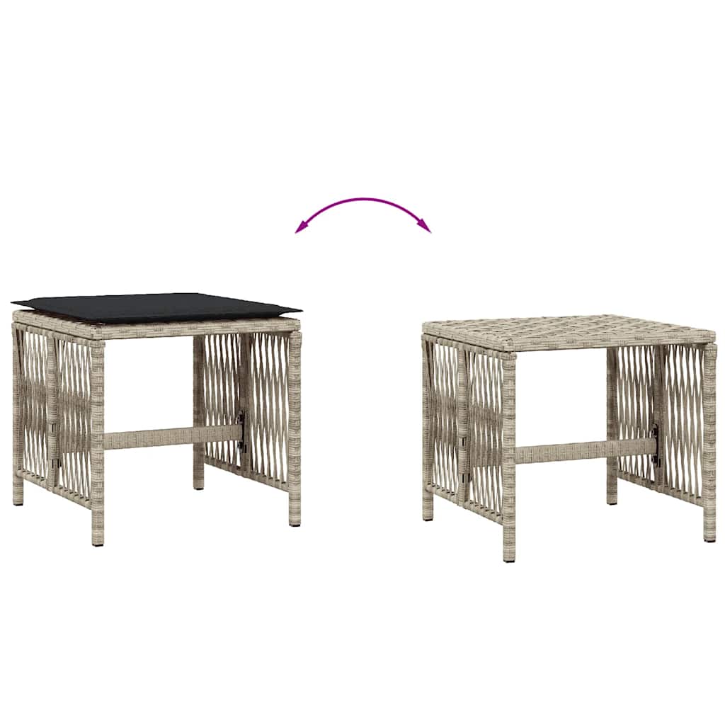 haveskamler 4 stk. med hynder 41x41x36 cm polyrattan lysegrå