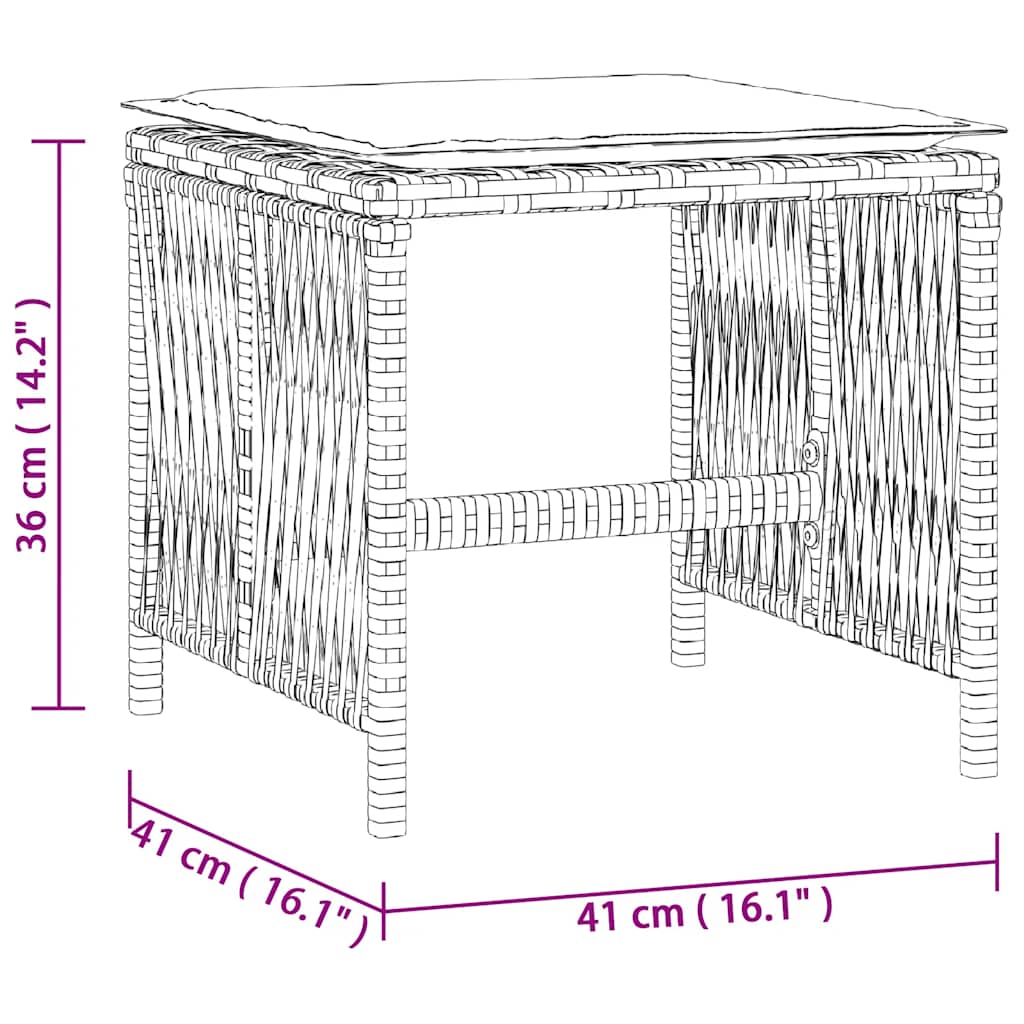 haveskamler 4 stk. med hynder 41x41x36 cm polyrattan lysegrå