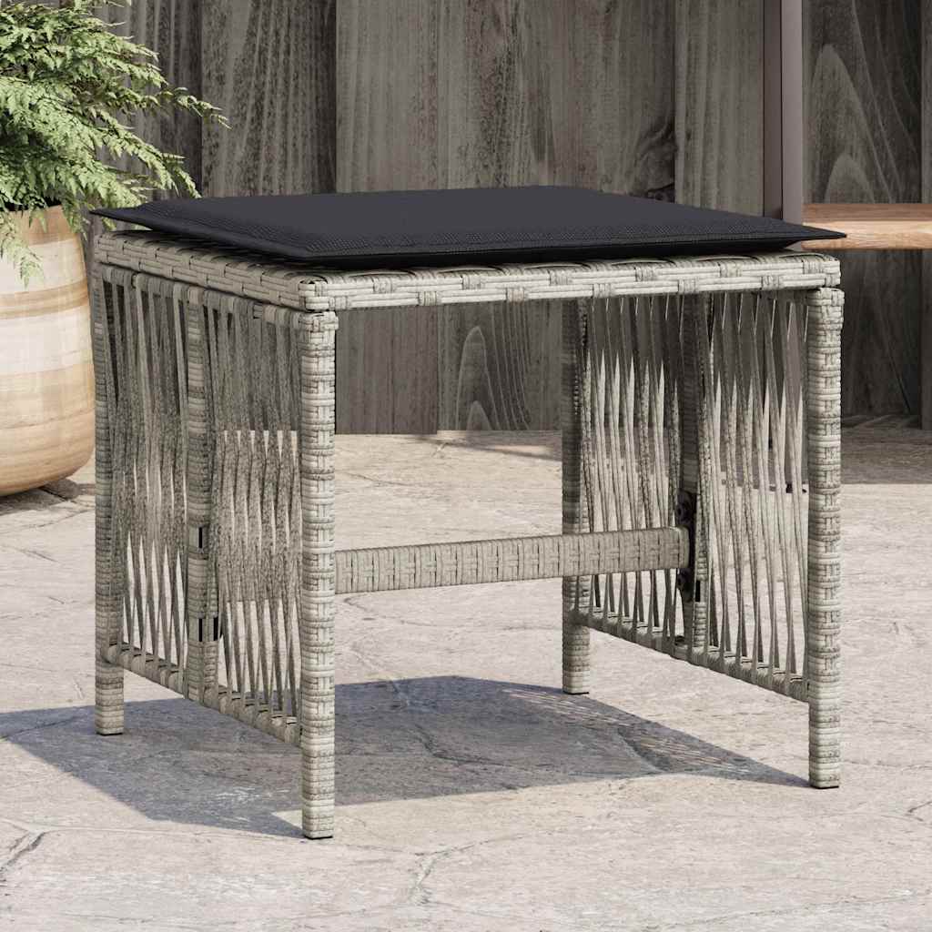 haveskamler 4 stk. med hynder 41x41x36 cm polyrattan lysegrå