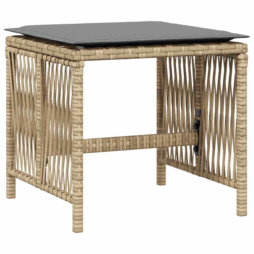 haveskamler 4 stk. med hynder 41x41x36 cm polyrattan beige