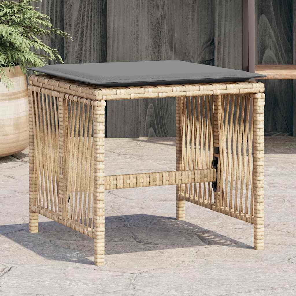 haveskamler 4 stk. med hynder 41x41x36 cm polyrattan beige