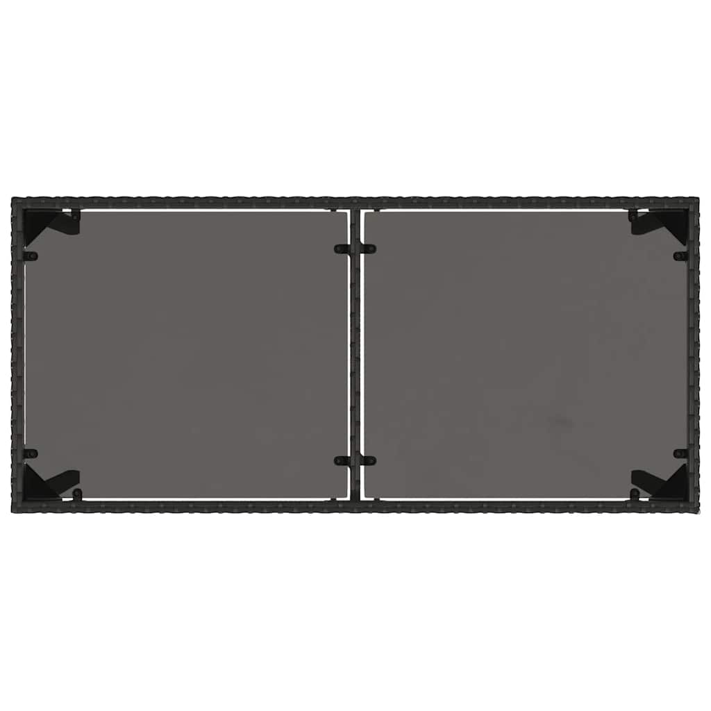 havebord med glastop 115x54x74 cm polyrattan sort