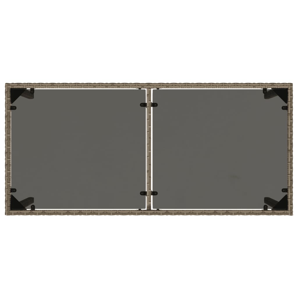 havebord med glastop 115x54x74 cm polyrattan grå