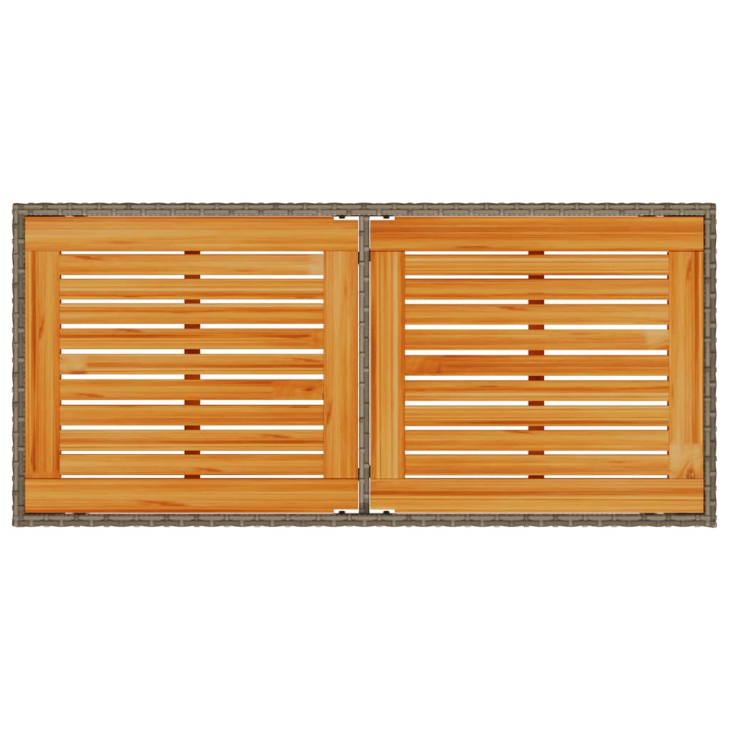 havebord med top i akacietræ 115x54x74 cm polyrattan grå