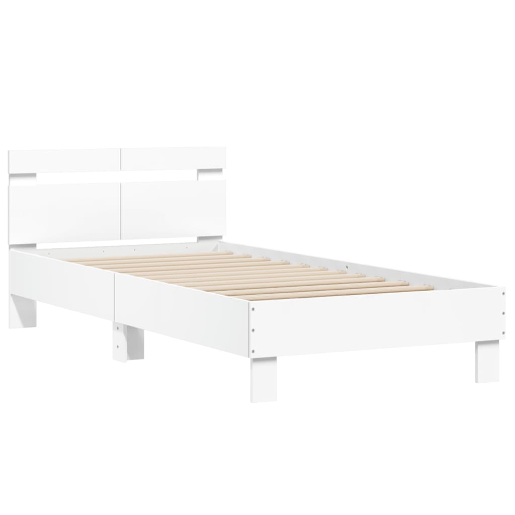 sengeramme med sengegavl 100x200 cm konstrueret træ hvid