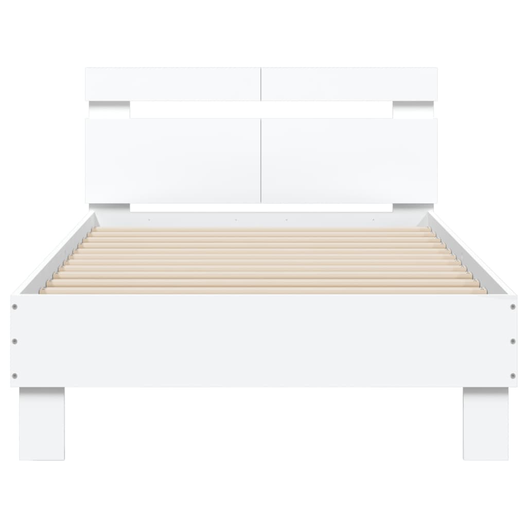 sengeramme med sengegavl 100x200 cm konstrueret træ hvid
