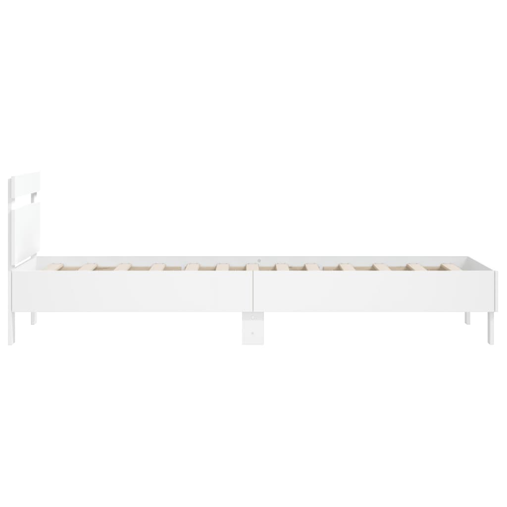 sengeramme med sengegavl 100x200 cm konstrueret træ hvid