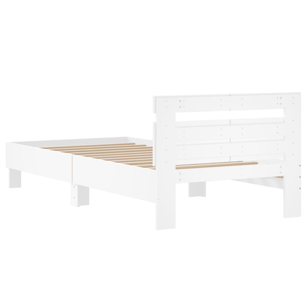 sengeramme med sengegavl 100x200 cm konstrueret træ hvid