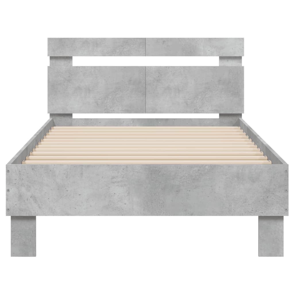 sengeramme med sengegavl 100x200 cm konstrueret træ betongrå