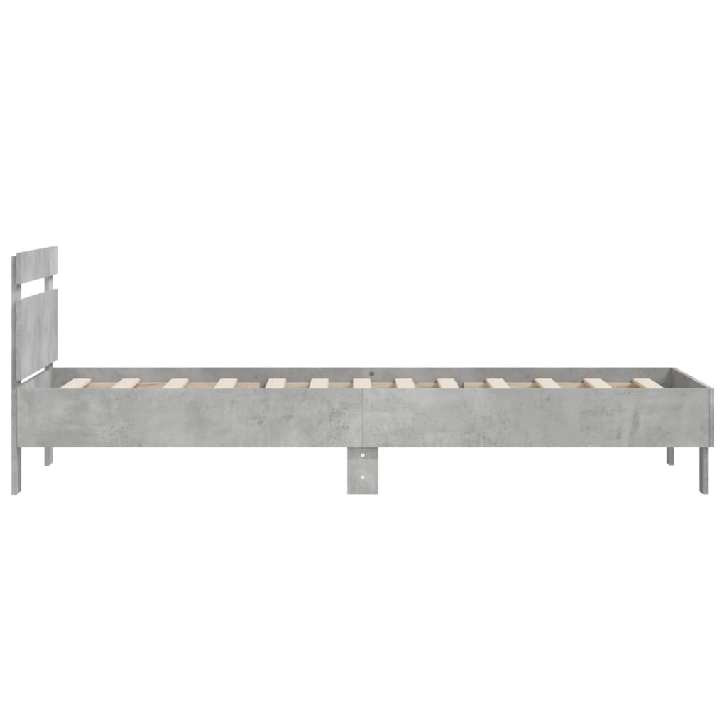 sengeramme med sengegavl 100x200 cm konstrueret træ betongrå