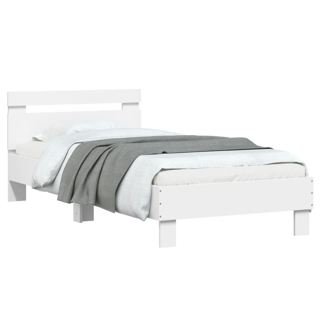 sengeramme med sengegavl 90x200 cm konstrueret træ hvid
