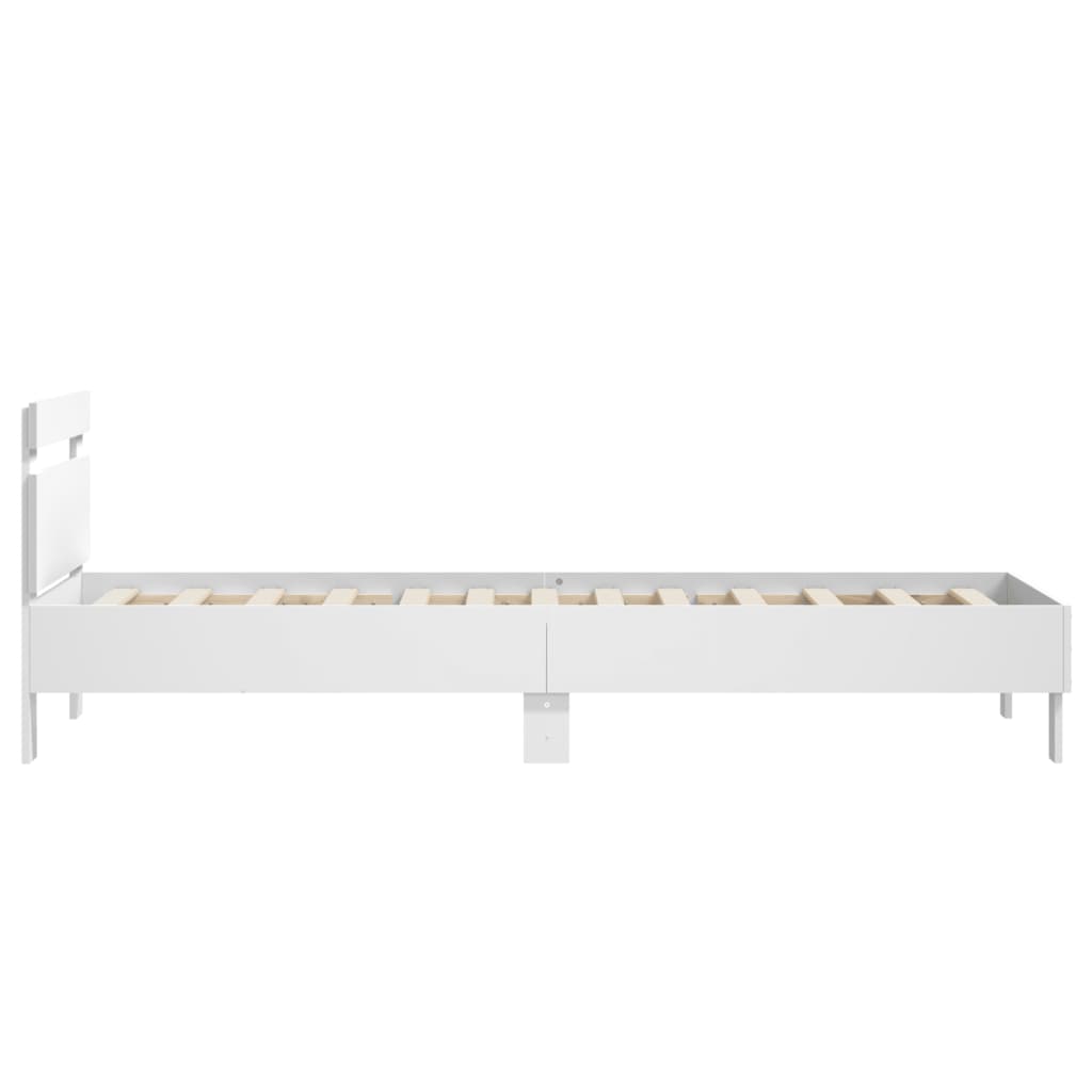 sengeramme med sengegavl 90x200 cm konstrueret træ hvid