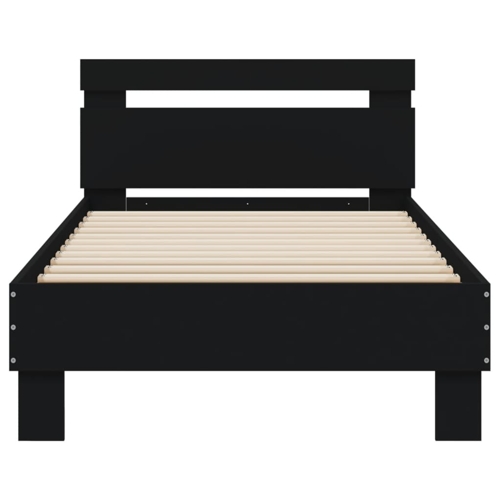 sengeramme med sengegavl 90x200 cm konstrueret træ sort