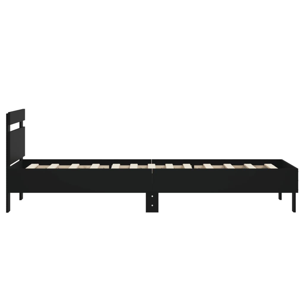 sengeramme med sengegavl 90x200 cm konstrueret træ sort