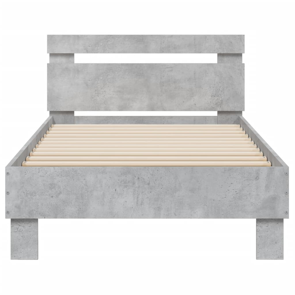 sengeramme med sengegavl 90x200 cm konstrueret træ betongrå