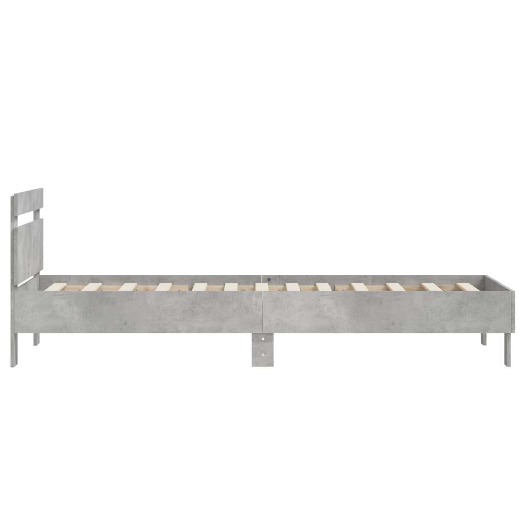 sengeramme med sengegavl 90x200 cm konstrueret træ betongrå