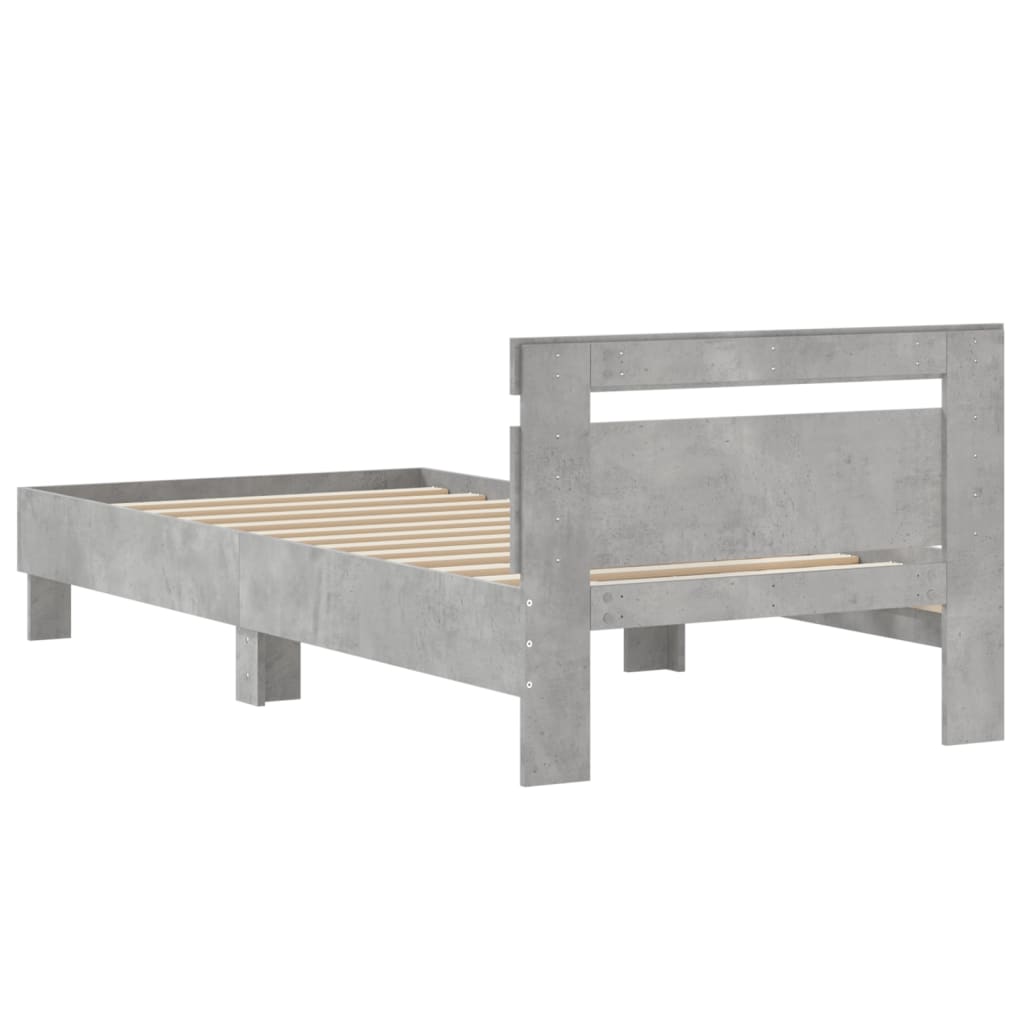 sengeramme med sengegavl 90x200 cm konstrueret træ betongrå