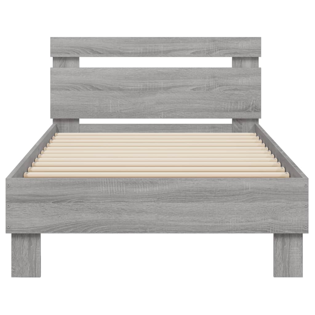 sengeramme med sengegavl 90x200 cm konstrueret træ grå sonoma