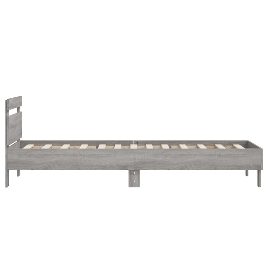 sengeramme med sengegavl 90x200 cm konstrueret træ grå sonoma