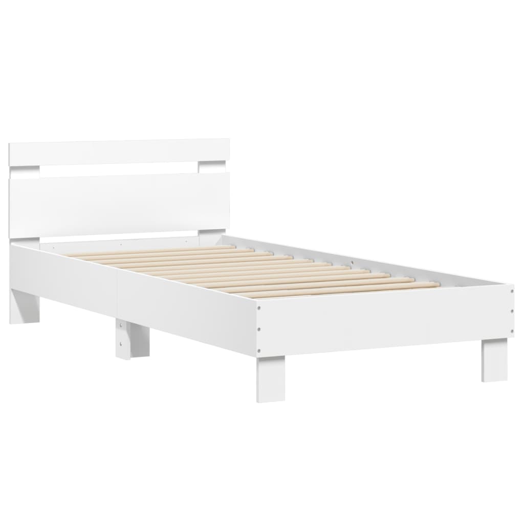 sengeramme med sengegavl 90x190 cm konstrueret træ hvid