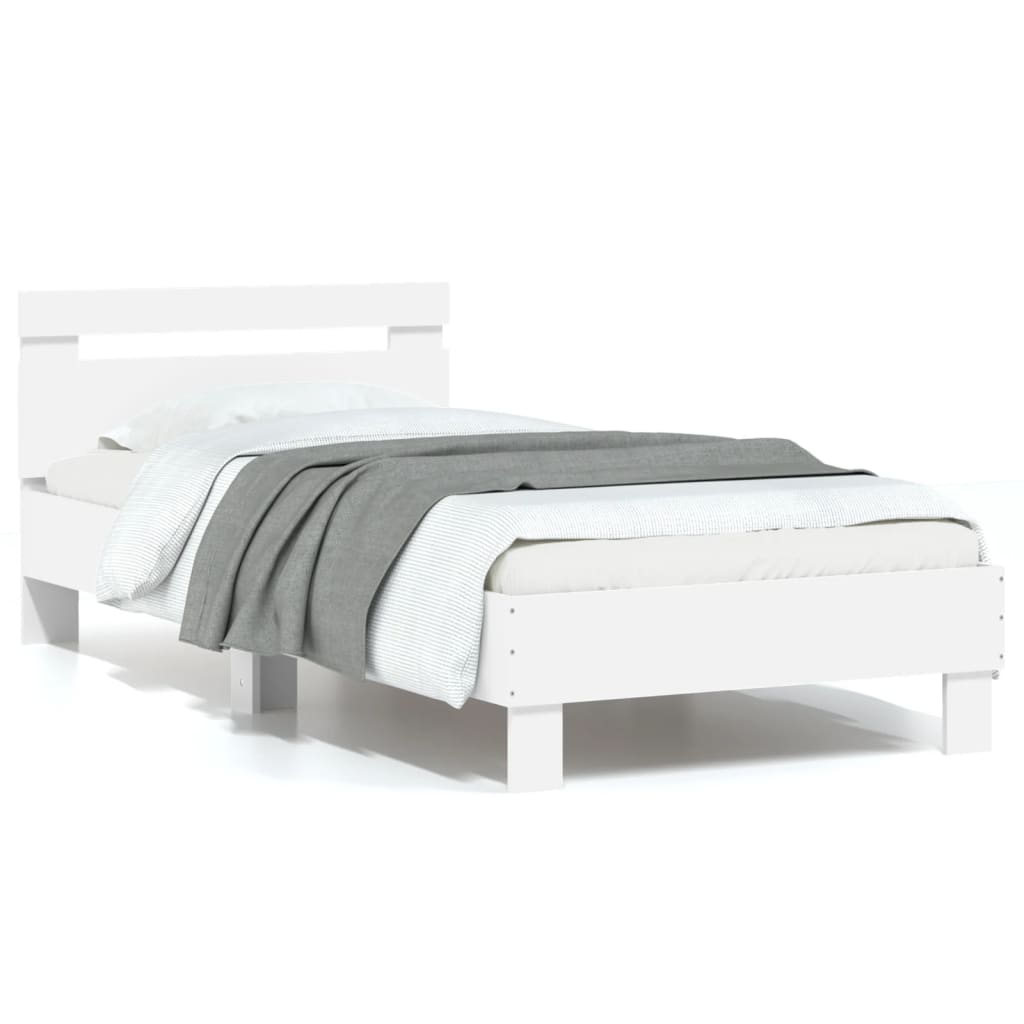 sengeramme med sengegavl 75x190 cm konstrueret træ hvid