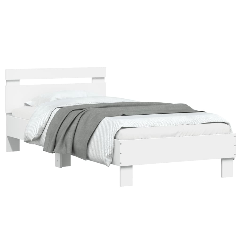 sengeramme med sengegavl 75x190 cm konstrueret træ hvid