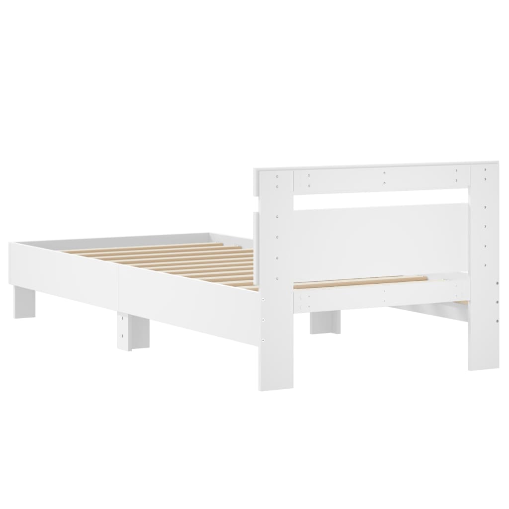 sengeramme med sengegavl 75x190 cm konstrueret træ hvid