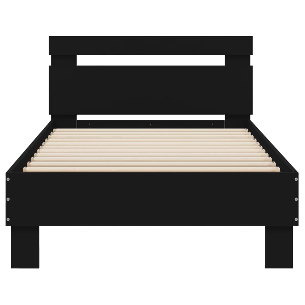 sengeramme med sengegavl 75x190 cm konstrueret træ sort
