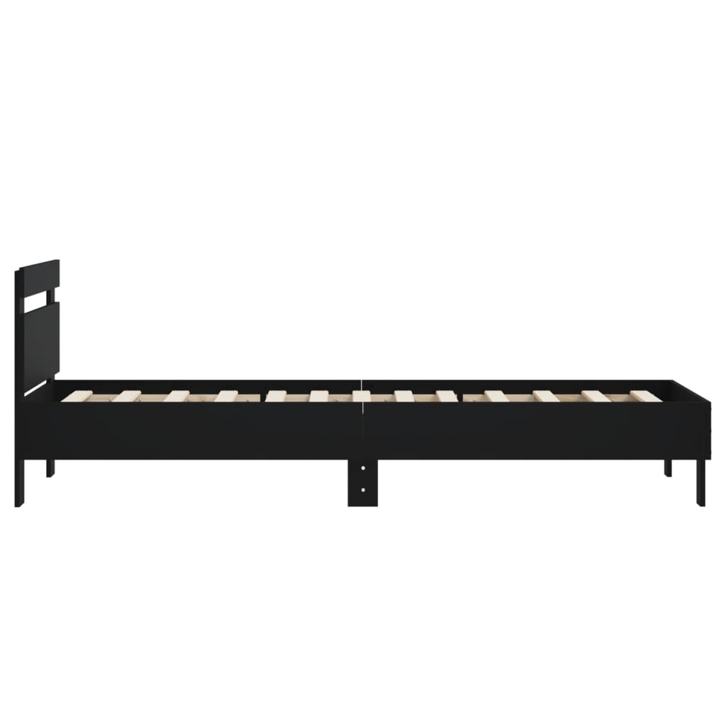 sengeramme med sengegavl 75x190 cm konstrueret træ sort