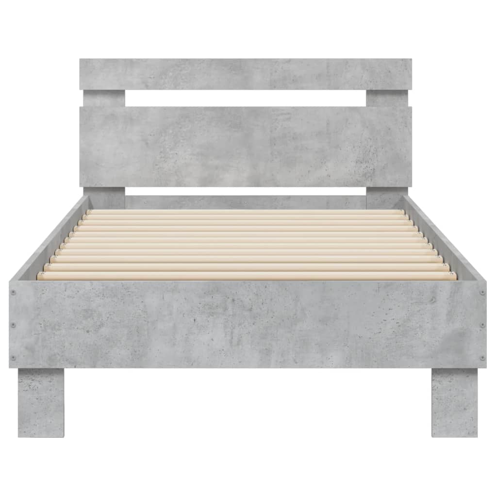 sengeramme med sengegavl 75x190 cm konstrueret træ betongrå