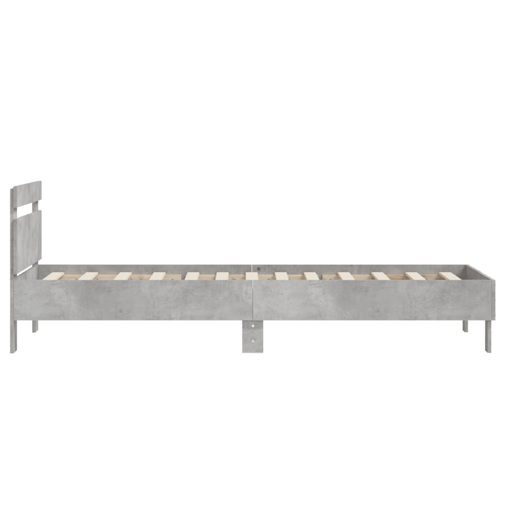 sengeramme med sengegavl 75x190 cm konstrueret træ betongrå