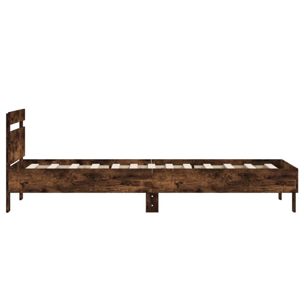 sengeramme med sengegavl 75x190 cm konstrueret træ røget eg