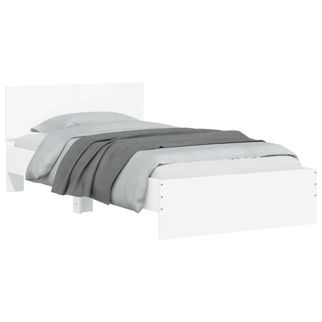 sengeramme med sengegavl 100x200 cm konstrueret træ hvid