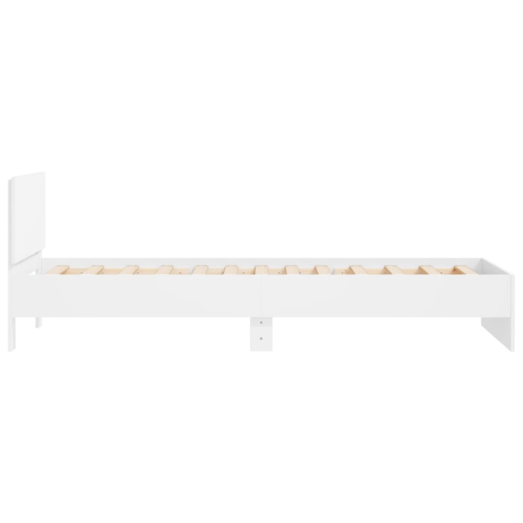 sengeramme med sengegavl 100x200 cm konstrueret træ hvid